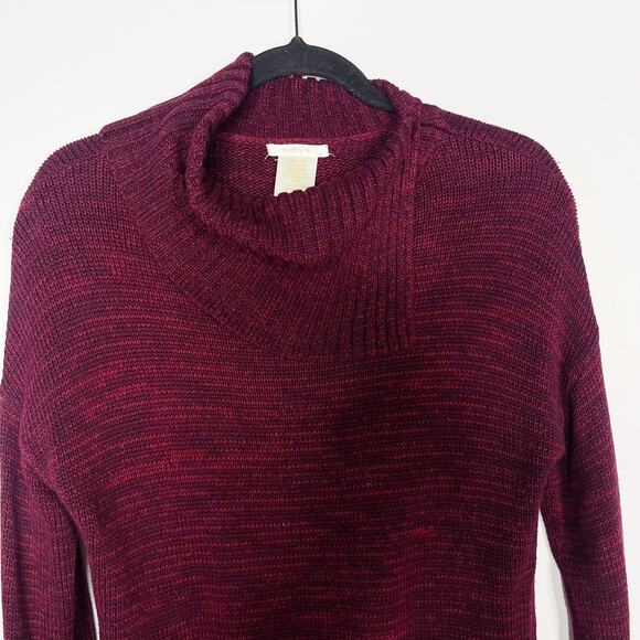 Matty M Small S Red Pink Marled Envelope Pullover Split Turtleneck Tunic Sweater - Picture 3 of 11
